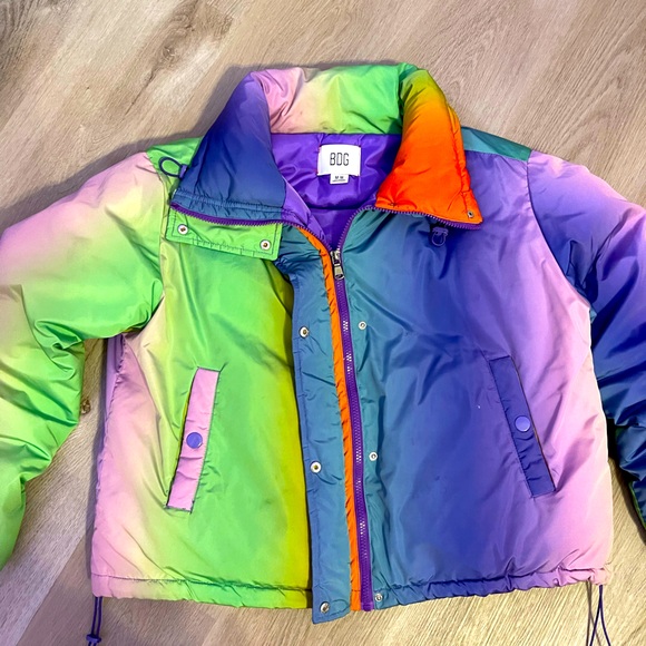 BDG Colorful Puffer Coat Size Medium - Picture 1 of 4